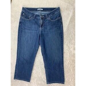 Lee Slender Secret Size 15 Womens Capri Jeans Stretch Mid Rise Med Wash